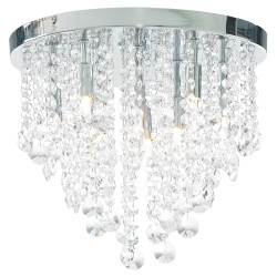 Forum Spa Celeste 9 Light Flush Ceiling Light - Polished Chrome Fittings & Crystal Droplets