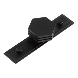 Hoxton by Frelan Nile Hex Cabinet Knob on Stepped Backplate - 40mm Diameter - Black
