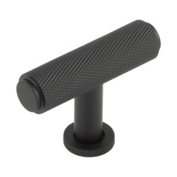 Burlington by Frelan 18mm Piccadilly Knurled T-Bar Cabinet Knob - 55 x 40mm - Black