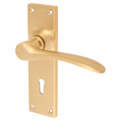 Hampstead Satin Brass Keyhole Lock Door Handles - Buckingham Range - 152 x 41mm