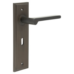 Burlington by Frelan Dark Bronze Fire Rated Keyhole Lock Door Handles - Fitzrovia - 200 x 55mm