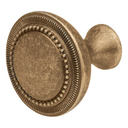 Olde Forge Averill Round Cabinet Knob - 30mm Diameter - Antique Brass
