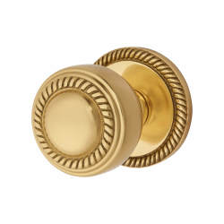 Altro Georgian Rope Edge Centre Door Knob - 75mm Rose Diameter - Polished Brass