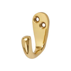 Hampstead Solid Brass Single Coat Hook - 43 x 17mm - Polished Brass
