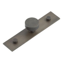 Hoxton by Frelan Thaxted Lines Round Cabinet Knob on Plain Backplate - 30mm Diameter - Dark Bronze