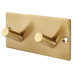 Altro Square Horizontal Hook Plate - 90 x 45mm - 2 Hooks - PVD Satin Brass