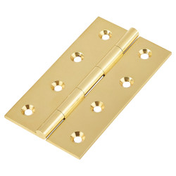 Solid Drawn Butt Door Hinge - 100 x 60 x 2.4mm - Polished Brass - Pair