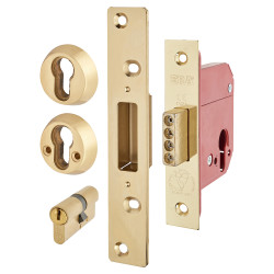 ERA Fortress BS3621:2007 Euro Profile Deadlock - 64mm Case - 44mm Backset - Polished Brass