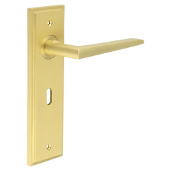 Burlington by Frelan Satin Brass Fire Rated Keyhole Lock Door Handles - Mayfair - 200 x 55mm
