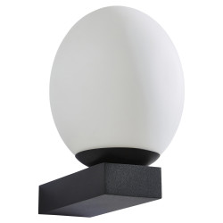 Forum Spa Aglos 3W LED Bathroom Wall Light - IP44 - 4000K - Textured Black & Opal Glass Shade