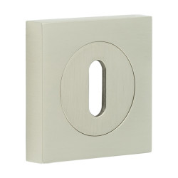 Burlington BUR60 by Frelan Square Escutcheon on Plain Rose - 52 x 52mm - Keyhole - Satin Nickel
