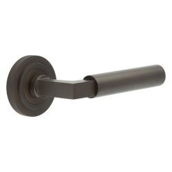 Burlington by Frelan Dark Bronze Fire Rated Door Handles on Round Stepped Rose - Westminster Range