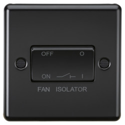 Knightsbridge 10A 1 Gang Round Edge Triple Pole Fan Isolator Switch - Matt Black
