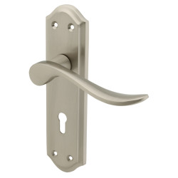 Heritage Brass by M Marcus Satin Nickel Scroll Keyhole Lock Door Handles - Sandown Range - 180 x 48mm