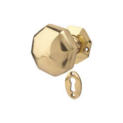 Altro Polished Brass Old English Heavy Pattern Hex Mortice Door Knob - 58mm Rose Diameter