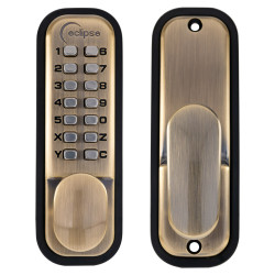 Eclipse ED20 Easy Code Push Button Digital Code Lock - Holdback Option - Antique Brass