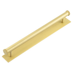 Hoxton by Frelan Wenlock 15mm Knurled T-Bar Cabinet Pull Handle on Plain Backplate - 224mm c/c - Satin Brass