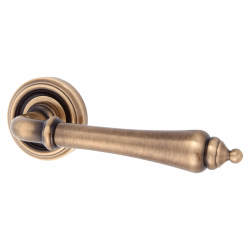 Jedo Antique Brass Door Handles on Round Rose - Parisian Camille Range