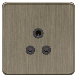 Knightsbridge 5A Screwless Flat Plate Unswitched Round Pin Socket - Antique Brass