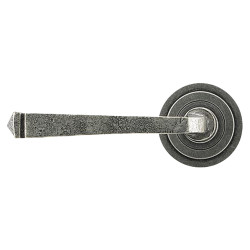 From The Anvil Pewter Door Handles on Round Art Deco Rose - Avon Range