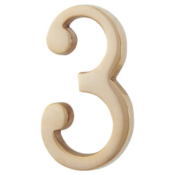Heritage Brass 76mm Concealed Screw Fix Door Numeral - 3 - Unlacquered Brass