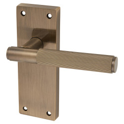 Altro Antique Brass Lines Latch Door Handles - Nova Range - 155 x 55mm
