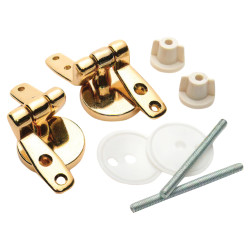 Toilet Seat Hinge Kit - 57 x 32mm - Polished Brass
