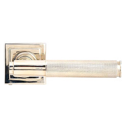 From The Anvil Polished Nickel Knurled Door Handles on Square Rose - Brompton Range