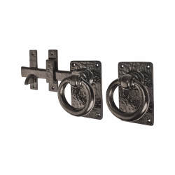Elan Tudor Style Ring Gate Latch - 190mm Throw - Metalized Antique Black Iron