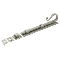 Olde Forge Shepherds Crook Straight Barrel Bolt - 206 x 46mm - Pewter