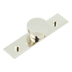 Hoxton by Frelan Thaxted Lines Round Cabinet Knob on Plain Backplate - 40mm Diameter - Polished Nickel