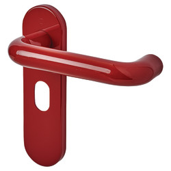 Hoppe AR600/24 Rouge Red Nylon Steel Core Safety Oval Door Handles - 48.5mm c/c - Paris Range