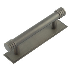 Hoxton by Frelan Sturt 15mm Reeded T-Bar Cabinet Pull Handle on Stepped Backplate - 96mm c/c - Dark Bronze