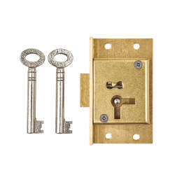 Cut Cupboard Lock - 63 x 38mm - Left Hand - Polished Brass