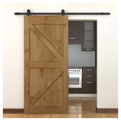 Klug Barn Strap Sliding Door Gear Kit - Top Mounted - 2000mm Track - 120kg Max Door Weight - Black