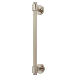 Hampstead Thick Lines T-Bar Door Pull Handle on Rose - Screw Fix - 300mm Centres - Satin Nickel
