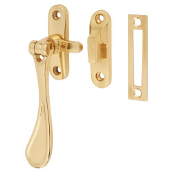 Carlisle Brass Victorian Mortice & Hook Plate Casement Window Fastener - Reversible - Polished Brass
