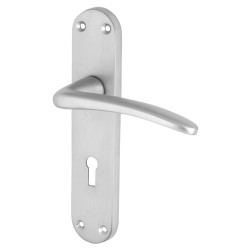 Touchpoint Satin Chrome Keyhole Lock Door Handles - Salerno Range - 182 x 39mm