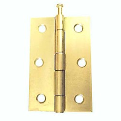 Loose Pin Steel Butt Door Hinge - 75 x 50mm - Polished Brass - Pair