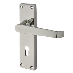 Touchpoint Polished Chrome Budget Straight Keyhole Lock Door Handles - Mia Range - 153 x 42mm