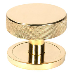 From The Anvil Brompton Round Knurled Centre Door Knob - 90mm Rose - Polished Brass