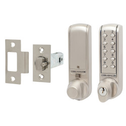 Codelocks CL2255 Digital Push Button Code Lock and Latch with Key Override - Brushed Steel