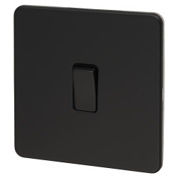 Knightsbridge 10AX 1 Gang 2 Way Screwless Flat Plate Light Switch - Matt Black