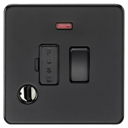 Knightsbridge 13A 1 Gang Screwless Switched Fused Spur with Neon & Flex Outlet - Matt Black
