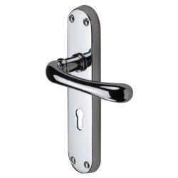M Marcus Polished Chrome Keyhole Lock Door Handles - Donna Range - 183 x 42mm