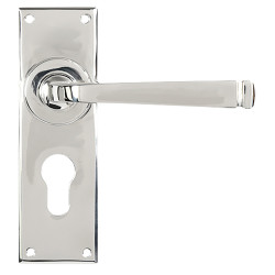 From The Anvil Polished Stainless Steel Euro Lock Door Handles - Avon Range - 152 x 48mm