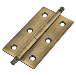 Solid Drawn Finial Butt Cabinet Hinge - 64 x 35 x 1.45mm - Antique Brass - Pair