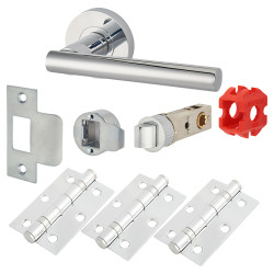 Jigtech Polished Chrome Latch Door Handles on Rose Pack - Passage - Eden Range
