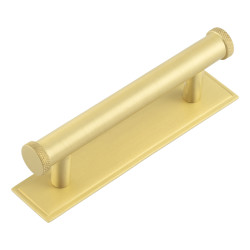 Hoxton by Frelan Wenlock 15mm Knurled T-Bar Cabinet Pull Handle on Stepped Backplate - 96mm c/c - Satin Brass