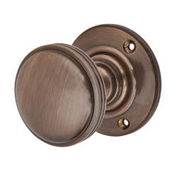 Altro Antique Brass Rimmed Mortice Door Knob - 69mm Rose Diameter - Oxford Range